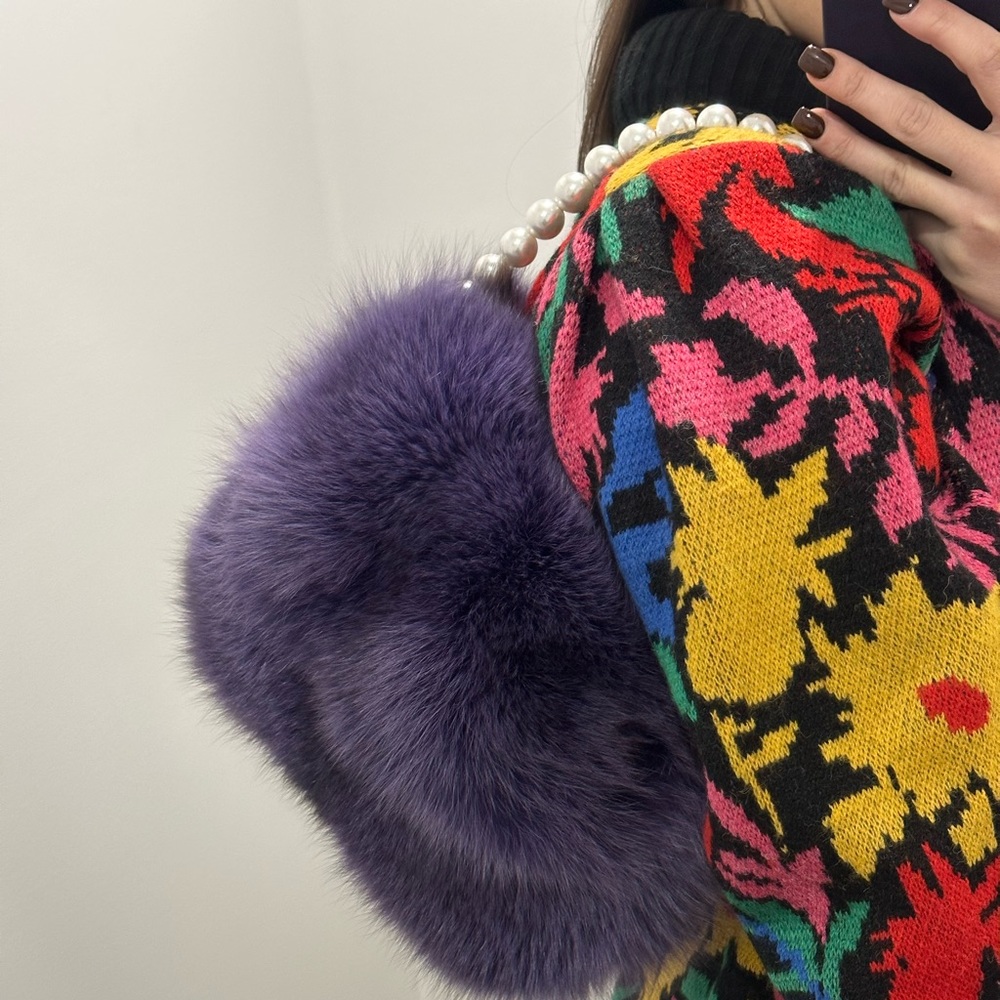 Fox Fur shoulder bag with pearls